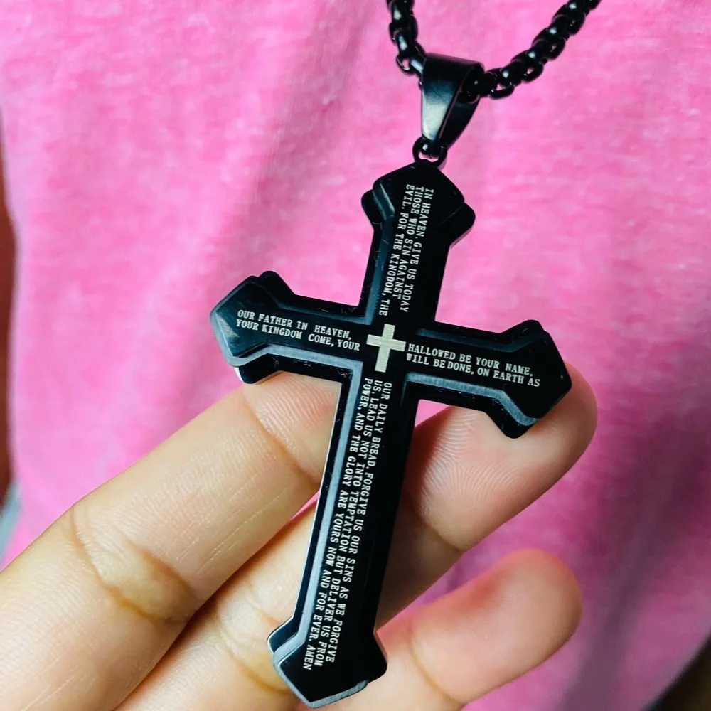 Black Cross Pendant Necklace